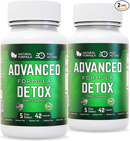 Advanced Detox Cleanse Capsules Pack of 2 |– Natural Detox & Liver Support with Milk Thistle, Licorice Powder, and NAC – 42 Capsules for Men & Women