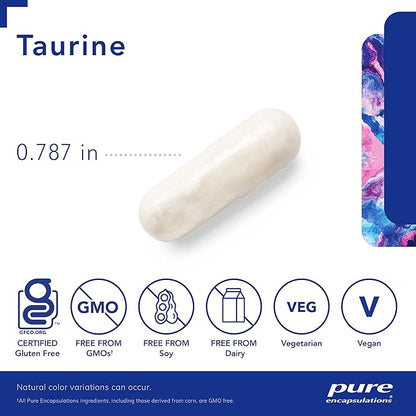 Pure Encapsulations Taurine 500 mg | Amino Acid Supplement for Liver, Eye Health, Antioxidants, Heart, Brain, and Muscles* | 60 Capsules