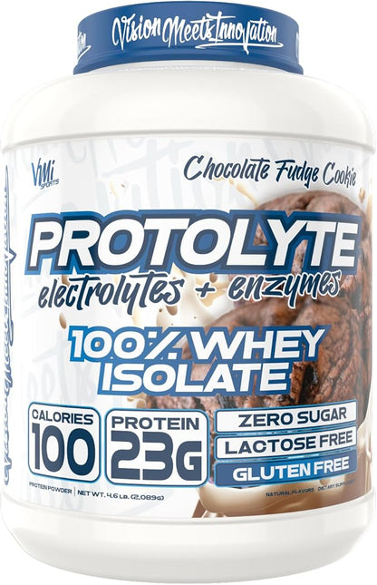 VMI Sports | ProtoLyte Whey Isolate Protein Powder | Low Calorie Whey Protein Powder for Weight Loss | Protein Powder for Muscle Gain | Digestive Enzymes | Non-GMO (Chocolate Fudge Cookie, 4.6 Pounds)