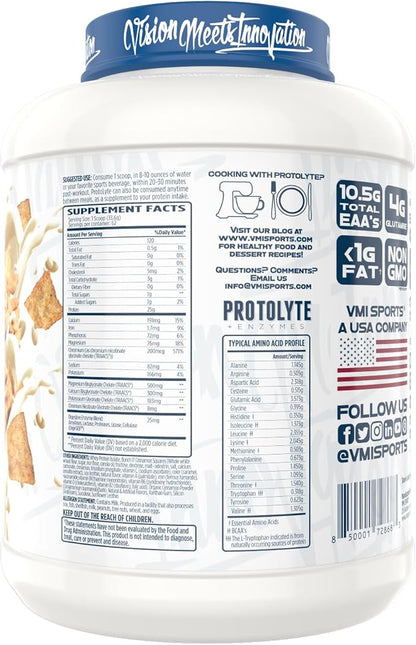 VMI Sports | ProtoLyte Whey Isolate Protein Powder | Low Calorie Whey Protein Powder for Weight Loss | Protein Powder for Muscle Gain | Digestive Enzymes | Non-GMO (Cinnamon Crunch, 4.6 Pound)