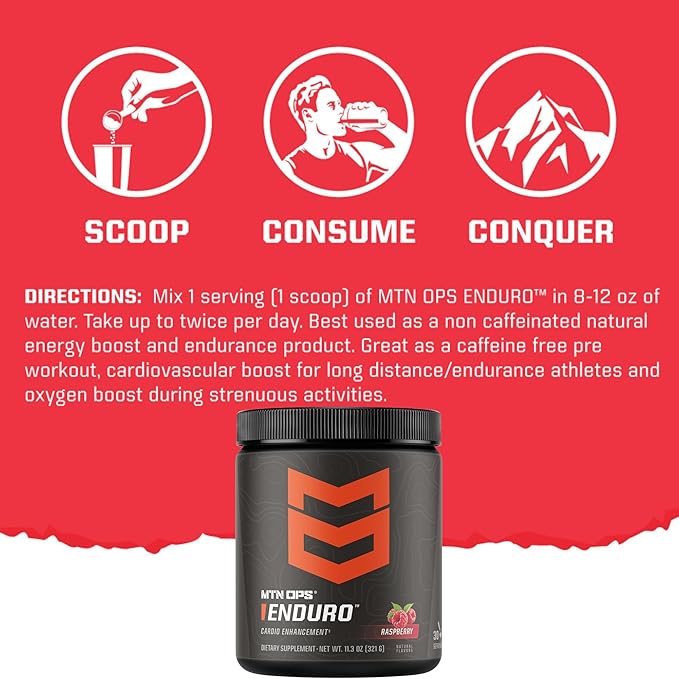 MTN OPS Enduro Nitric Oxide Supplement & Stim-Free Pre Workout - 30 Servings - with Magnesium Citrate, Beet Root Powder, Niacinamide, L Arginine & L Citrulline - Pink Lemonade Flavor