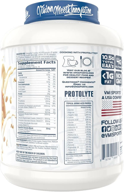 VMI Sports | ProtoLyte Whey Isolate Protein Powder | Low Calorie Whey Protein Powder for Weight Loss | Protein Powder for Muscle Gain | Digestive Enzymes | Non-GMO (Vanilla Peanut Butter, 4.6 Pounds)