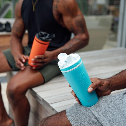 Ice Shaker Insulated Stainless Steel Shaker Bottle | 26oz, Caribbean | Cold for 30+ Hours | Insulated Cup with Twist-on Agitator | Odor-Free Shaker Cup for Protein Shakes, Water, Smoothies, Cocktails