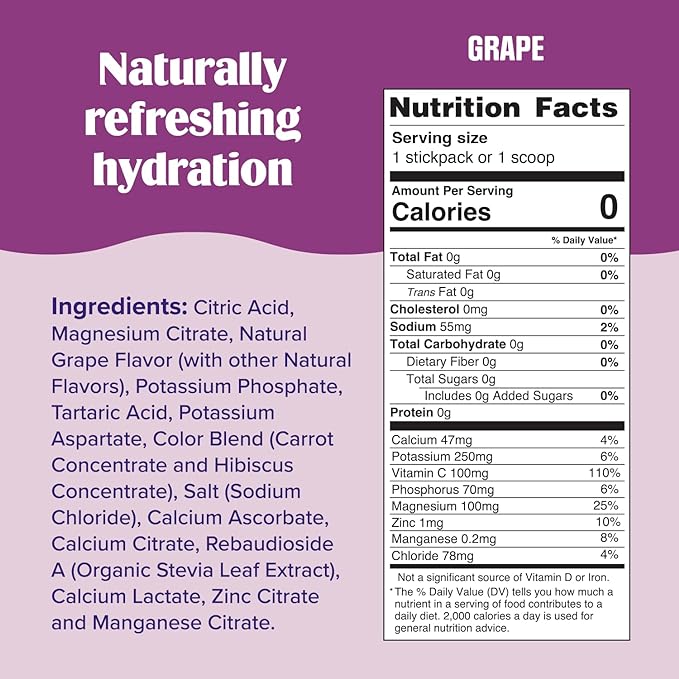 Ultima Replenisher Daily Electrolyte Drink Mix – Grape, 90 Servings – Hydration Powder with 6 Key Electrolytes & Trace Minerals – Keto Friendly, Vegan, Non- GMO & Sugar-Free Electrolyte Powder