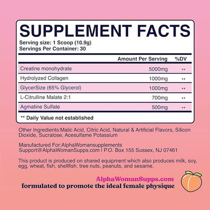 • Creatine for Women • Pre Workout Women • Booty Builder • Keto Friendly • Collagen • Pump It Up for The Perfect Peach • 30 SRV - Strawberry Colada Flavor (Strawberry Colada)