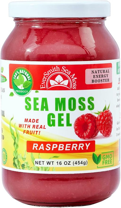 Wildcrafted Irish Sea Moss Gel | Made in USA | Rich in Vitamins & Minerals | Sea Moss Gel Raw | Nutritional Supplement | Raspberry (16 oz)