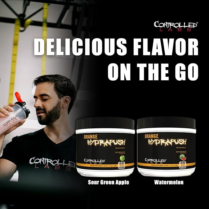 CONTROLLED LABS Orange HydraPush Electrolyte Powder, 60 Servings - Advanced Sugar-Free Hydrating Recovery Drink Mix with Coconut Water & Taurine - Boost Energy & Increase Endurance (Watermelon)