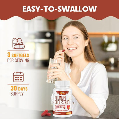 3600 MG Cholesterol Supplements with Plant Sterols, Niacin, Red Yeast Rice, Citrus Bergamot, Garlic, Cholesterol Supplement Support Normal Cholesterol Levels, 360 Softgels