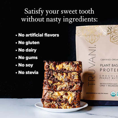 Truvani Vegan Pea Protein Powder | Chocolate Peanut Butter | 20g Organic Plant Based Protein | 20 Servings | Keto | Gluten & Dairy Free | Low Carb | No Added Sugar