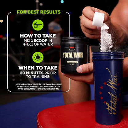 REDCON1 Total War Preworkout, Sour Gummy Bear - Pump, Endurance & Energy Boosting Workout Supplement - Caffeinated Pre Workout Powder with Taurine, Green Tea + Di Caffeine Malate (15 Servings)