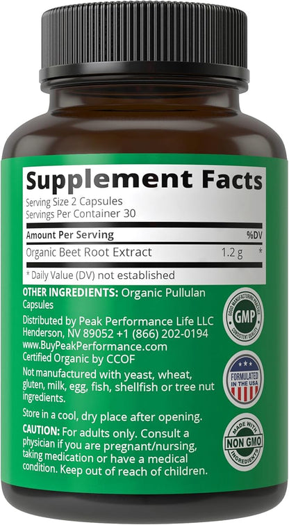 USDA Organic Beet Root Vegan Capsules. Beets Juice Powder Super Food Pills 1200 mg. Nitric Oxide Energy Boosting Beetroot Extract Capsules. Polyphenol Support Supplement for Women and Men