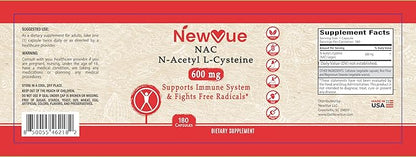 N-Acetyl L-Cysteine (NAC) 600mg, 180 Capsules - Non-GMO, Gluten Free