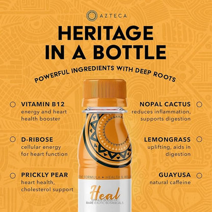 Azteca Health Organic Energy Shots - Wellness Shots, Natural Energy Shots, Health Shots, Vitamin Boost for Focus, Strength and Energy, Organic Energy Drink Made in the USA - Lemon Flavor 1pack 2Fl oz