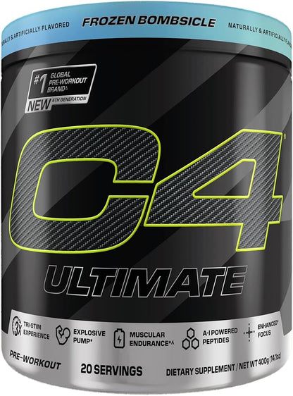 Cellucor C4 Ultimate Pre Workout Powder - Sugar Free Preworkout Energy Supplement for Men & Women - 300mg Caffeine + TeaCrine + Dynamine + Creatine - Freedom Bombsicle, 20 Servings
