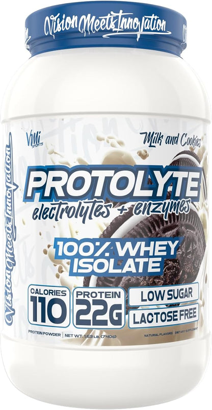 VMI Sports | ProtoLyte Whey Isolate Protein Powder | Low Calorie Whey Protein Powder for Weight Loss | Protein Powder for Muscle Gain | Digestive Enzymes | Non-GMO (Milk and Cookies, 1.6 Pounds)