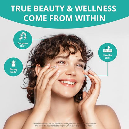 NuBest Collagen Collagen Peptides - Collagen Pills for Adults for Hair Growth, Strong Nails, Skin Health - Premium Collagen for Hair, Vitamin for Nails - 1500mg Collagen Per Serving - 90 Capsules