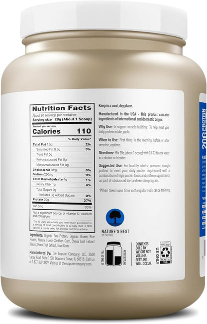 Isopure Vanilla Vegan Protein Powder, with Monk Fruit Sweetener & Amino Acids, Post Workout Recovery, Sugar Free, Plant Based, Organic Pea Protein, Dairy Free, 20 Servings (Packaging May Vary)