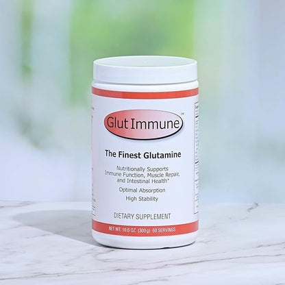 Glut Immune The Finest Glutamine Powder Dairy-Free 300g Well Wisdom - Naturally Superior Covalent Bonded Glutamine Supplement for Gut Health, Immune Focus & Recovery with 60 Servings