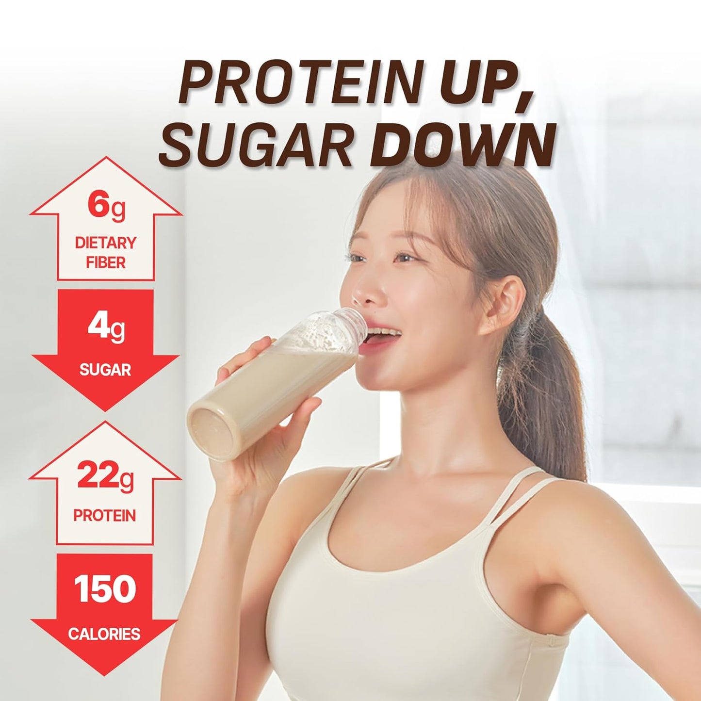Chocolate Protein Shake, 22g Protein, Low Sugar, Keto-Friendly Meal Replacement Shake, 1.59oz, 7packs, With Crunchy Protein Crisps