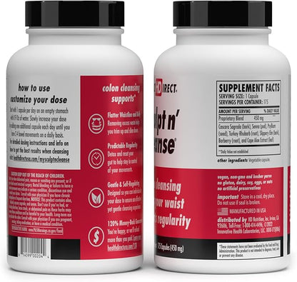 HEALTH DIRECT Sculpt n' Cleanse - Herbal Colon Cleanse for Digestive Health & Regularity - Natural Detox & Gut Flush Supplement - Weight Management Support - 175 Veggie Capsules