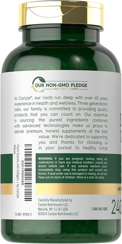 Carlyle Plant Sterols 1200 mg | 240 Ultra Potent Softgel Capsules | Non-GMO and Gluten Free Supplement | with Beta Sitosterol
