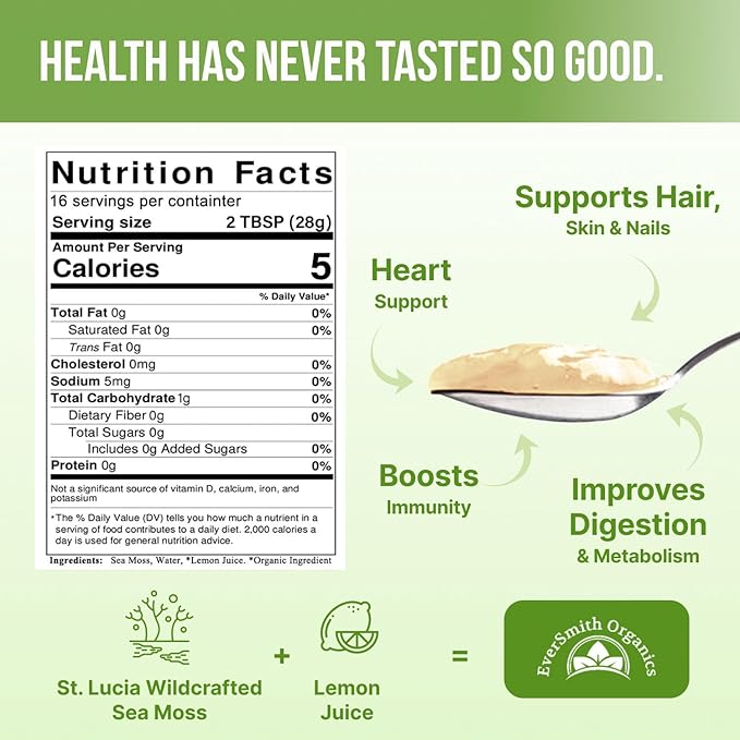 Wildcrafted Irish Sea Moss Gel | Made in USA | Rich in Vitamins & Minerals | Sea Moss Gel Raw | Nutritional Supplement (16 oz) (Unflavored)