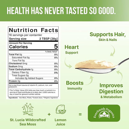 Wildcrafted Irish Sea Moss Gel | Made in USA | Rich in Vitamins & Minerals | Sea Moss Gel Raw | Nutritional Supplement (16 oz) (Unflavored)