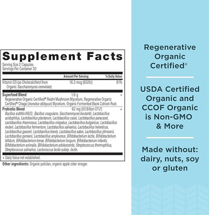Ancient Nutrition Regenerative Organic Certified Probiotics for Menopause Support, Probiotics Menopause Support, Healthy Digestion and Women’s Health Support, 50 Billion CFUs* Per Serving, 60 Count