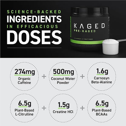 Kaged Original Pre Workout Powder | Krisp Apple | Pre-Kaged | Formulated with Creatine, Beta Alanine, Pure Caffeine | 20 Servings