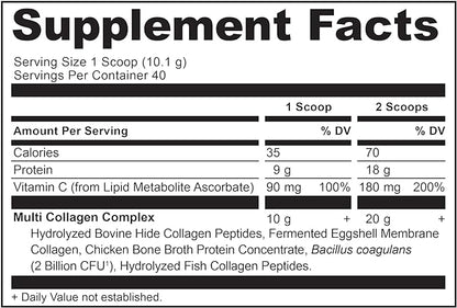 Ancient Nutrition Collagen Powder Protein with Probiotics, Multi Collagen Protein with Vitamin C, Hydrolyzed Collagen Peptides Supports Skin and Nails, Gut Health (40 Servings, Unflavored)
