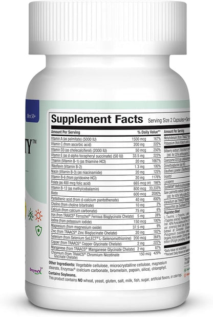 Maxi Health Longevity - Multivitamins & Minerals Supplement for Men Over 50-60 Capsules - Kosher (LM)