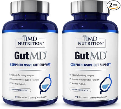 1MD Nutrition GutMD - L-Glutamine and Prebiotic for Gut Integrity | Promote Digestive Tract Health | 90 Capsules (2-Pack)