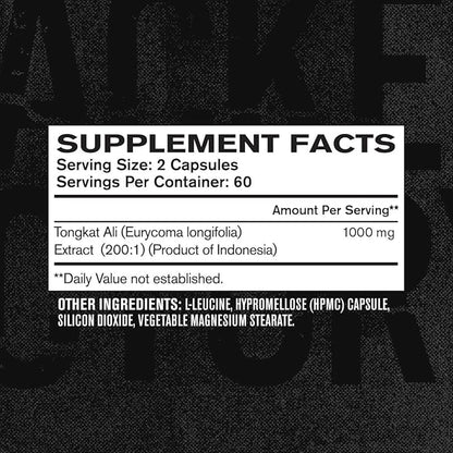Jacked Factory Indonesian Tongkat Ali - 200:1 Extract Longjack Tongkat Ali for Men to Support Vitality, Improve Mood, Boost Natural Energy Levels, & Enhance Recovery - 120 Capsules