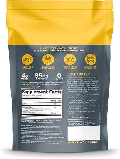 Aminos + Energy | Supports Recovery, Energy & Focus | 95mg of Caffeine, 0 Sugar & 60 Servings (Good Morning Sunshine)