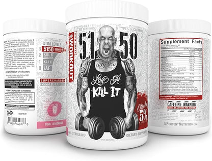 5% Nutrition Rich Piana 5150 High Stim Pre-Workout Powder | Extreme Energy, Focus, Pumps & Endurance | 400 mg Caffeine, Citrulline, Beta Alanine, N-Acetyl L-Tyrosine | 30 Srvgs (Pink Lemonade)