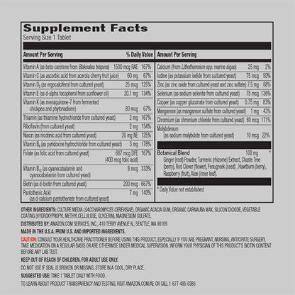 Amazon Elements Women‚ 40+ One Daily Multivitamin, 66% Whole Food Cultured, Vegan, 65 Tablets, 2 Month Supply (Packaging May Vary) (Pack of 2)