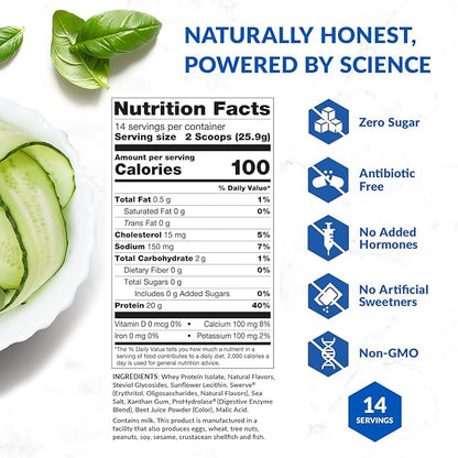BioTrust Low Carb Lite, 20 Grams of Grass-Fed Whey Protein Isolate, 100 Calories, ProHydrolase Digestive Enzymes, Non-GMO, Free from Soy and Gluten, rBGH-Free (14 Servings) (Strawberries and Cream)