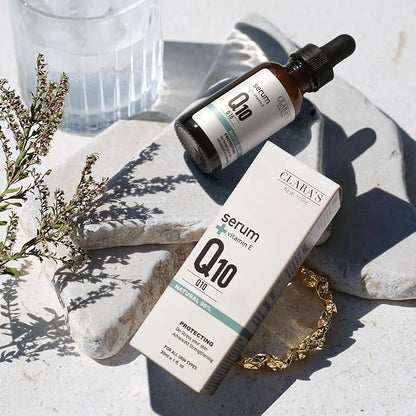 Clara's NEW YORK | Q10 Antioxidant Serum | with Hydrolyzed Collagen, Ceramide NP, Vitmain E | Anti-aging Protecting Repairing Skin Barrier Pore Minimizer Balancing Sebum | 30ml 1Fl oz | Made In USA