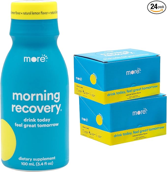 Morning Recovery Electrolyte, Milk Thistle Drink Proprietary Formulation to Hydrate While Drinking for Morning Recovery, Highly Soluble Liquid DHM, Original Lemon, Pack of 24