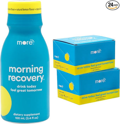 Morning Recovery Electrolyte, Milk Thistle Drink Proprietary Formulation to Hydrate While Drinking for Morning Recovery, Highly Soluble Liquid DHM, Original Lemon, Pack of 24