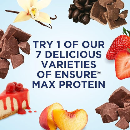 Ensure Max Protein Nutrition Shake, with 30g of Protein, 1g of Sugar, High Protein Shake, Cherry Cheesecake, 11 fl oz, (Pack of 12)