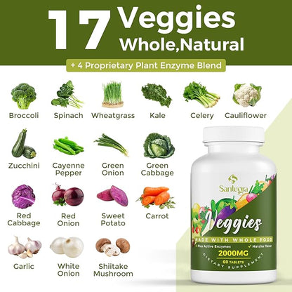 2000 MG Fruits and Vegetables Supplements, Natural Balance Over 35+ Fruits and Vegetables, 100% Whole Food Superfoods Fruit and Veggies Supplement, Energy Balance, Sugar-Free, Vegan, 240 Tablets