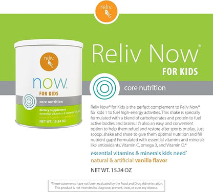 RELIV – Now for Kids – Nutritional Shake That Gives Kids Lasting Energy. Includes Essential Vitamins and Minerals with a Blend of Carbohydrates and Protein. 15 Servings – Vanilla