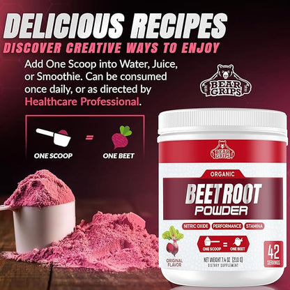 Organic Beet Root Powder - Nitric Oxide Supplement Super Food Beets Supplements, Beet Powder Organic High Blood Pressure Supplements, Beets for High Blood Pressure Support & Heart Health Support