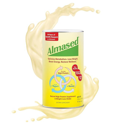 Almased Meal Replacement Shake - Low-Glycemic High Plant Base Protein Powder- Nutritional Weight Health Support Supplement - Original Flavor - 17.6 oz