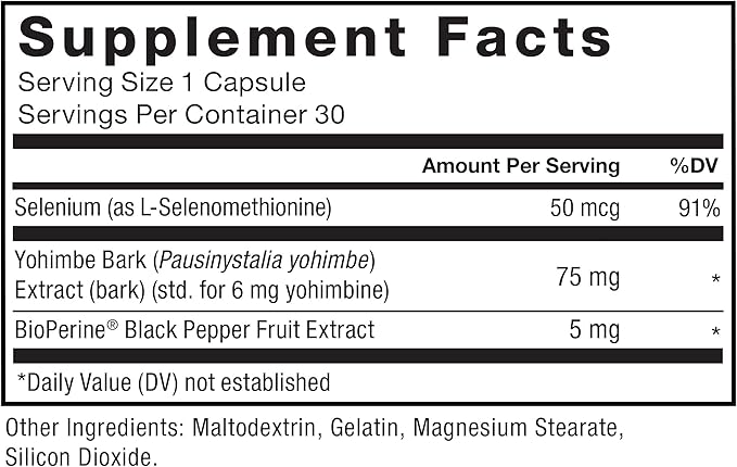 Force Factor Yohimbine Supplement for Men, Yohimbe Bark Extract with Superior Absorption to Enhance Performance, 6mg Yohimbine Bark Pills with Key Natural Ingredients, 90 Capsules (3-Pack)