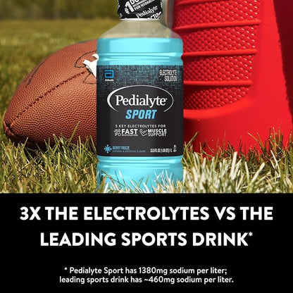 Pedialyte Sport Electrolyte Solution | 5 Key Electrolytes for Muscle Support | Fast Hydration for Before, During, & After Exercise | Berry Freeze, 1 Liter