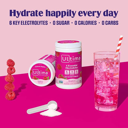 Ultima Replenisher Daily Electrolyte Drink Mix – Raspberry, 90 Servings – Hydration Powder with 6 Key Electrolytes & Trace Minerals – Keto Friendly, Vegan, Non-GMO & Sugar-Free Electrolyte Powder