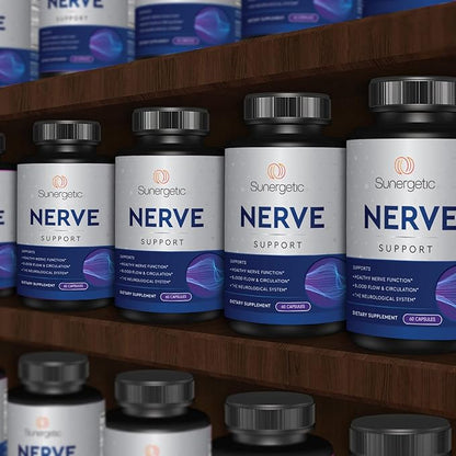 Premium Nerve Support Supplement – with Alpha Lipoic Acid (ALA) 600 mg, Acetyl-L-Carnitine (ALC) & Benfotiamine - Nerve Support Formula for Healthy Circulation, Feet, Hands & Toes - 60 Capsules
