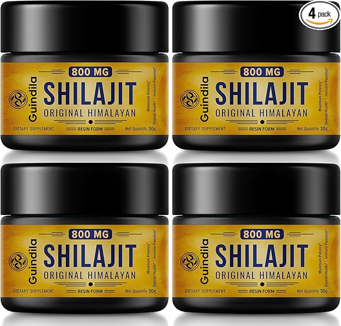 800mg Shilajit Supplement - Shilajit Pure Himalayan Organic Shilajit Resin with Maximum Potency, Original from Himalayan with 85+ Trace Minerals & Fulvic Acid for Focus & Energy, Immunity, 4 Packs